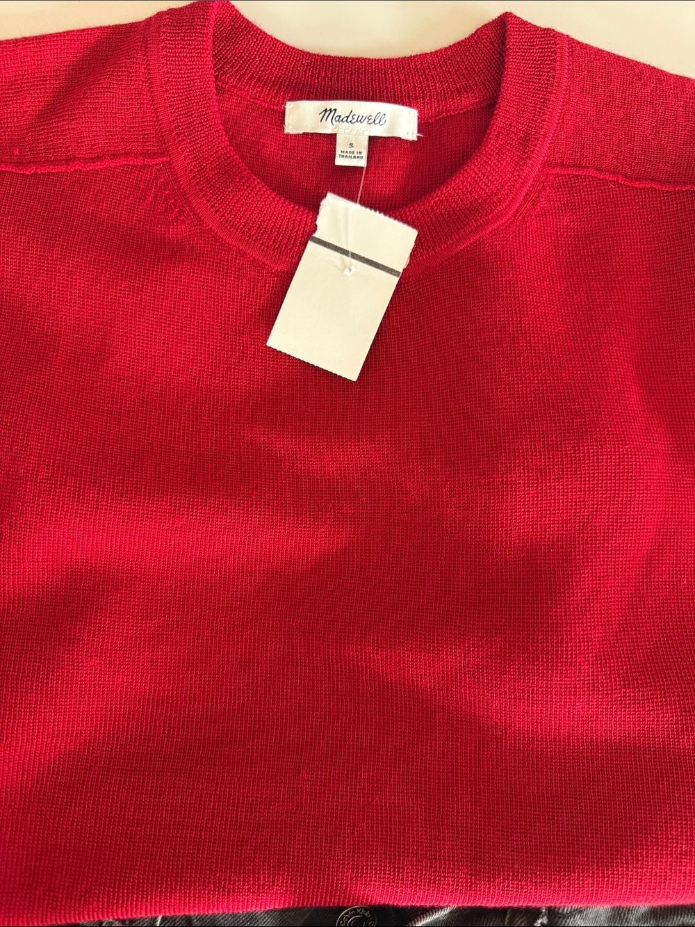 Madewell Red 100% Marino wool Crewneck Sweater
